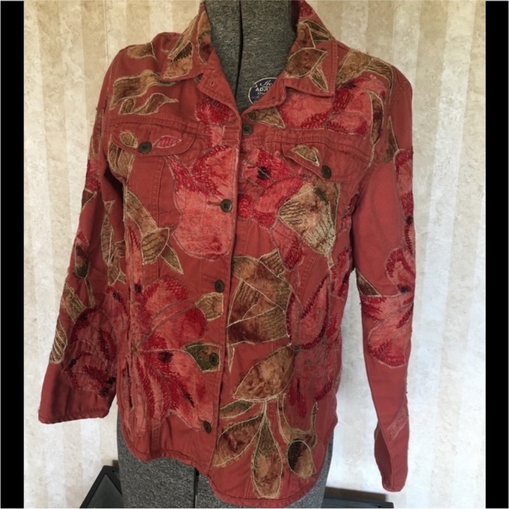 Chico’s Floral Embroidered‎ Appliqué Jacket